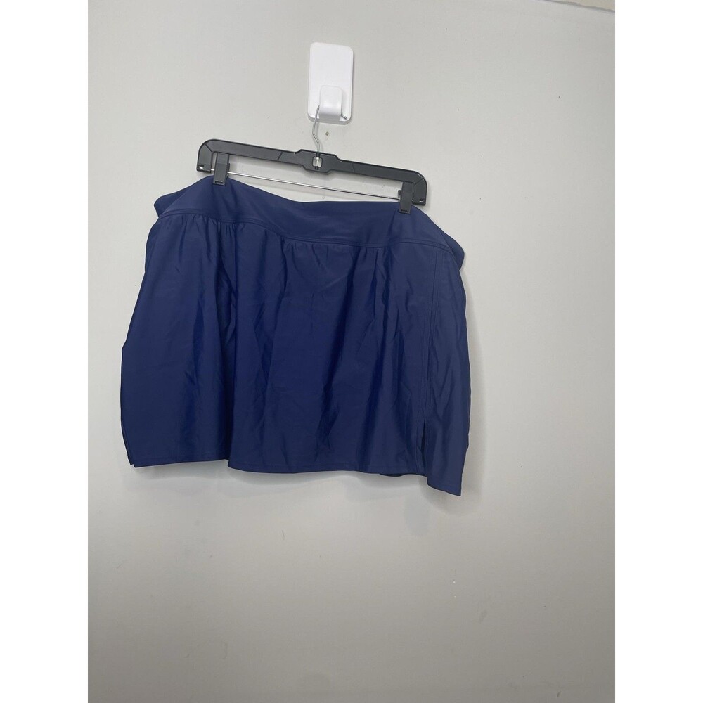Croft & Barrow Swim Skirt Womens Plus 3X Navy Built In Brief Side Slits Cruise